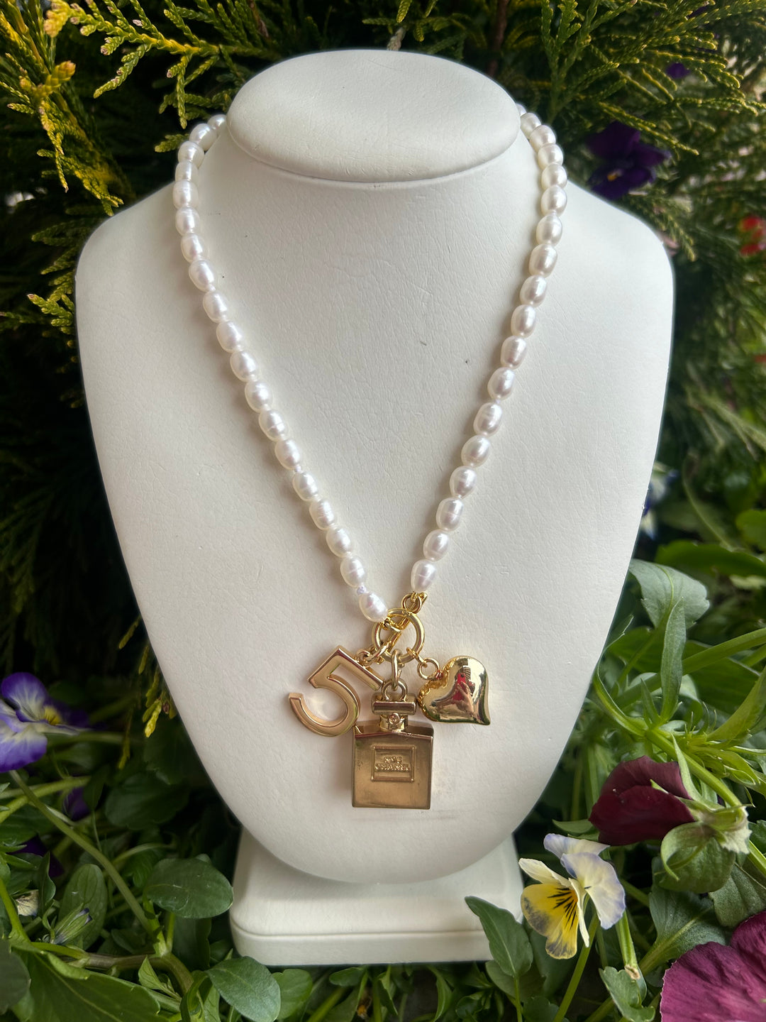 Pearl Necklace + Gold CC Charms