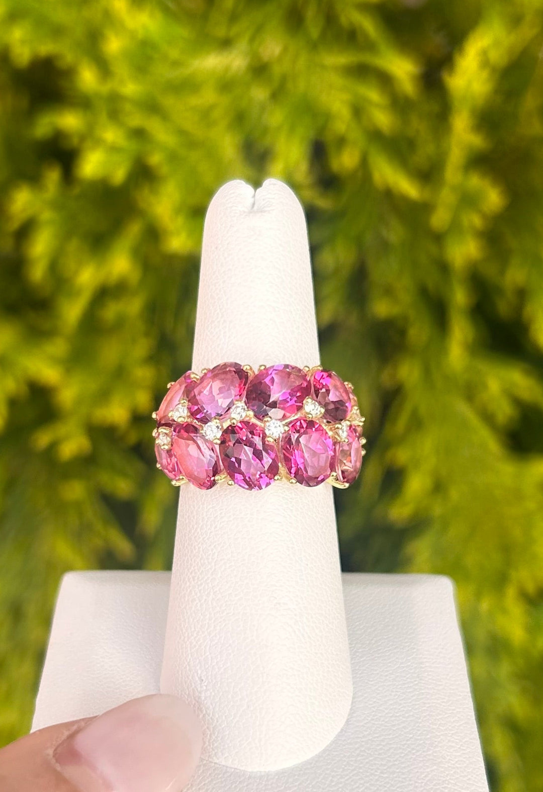 RZ3434 14kt Gold Pink Topaz Ring with .24cts Diamonds
