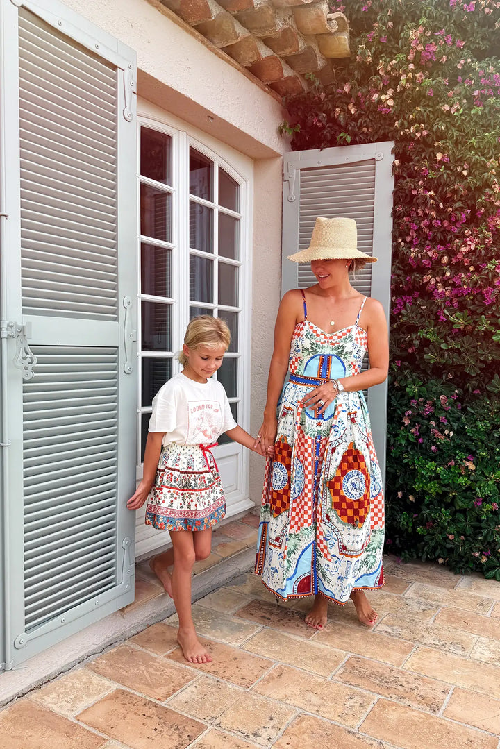 Girl's Shepherd Skirt | Fall Floral Cream