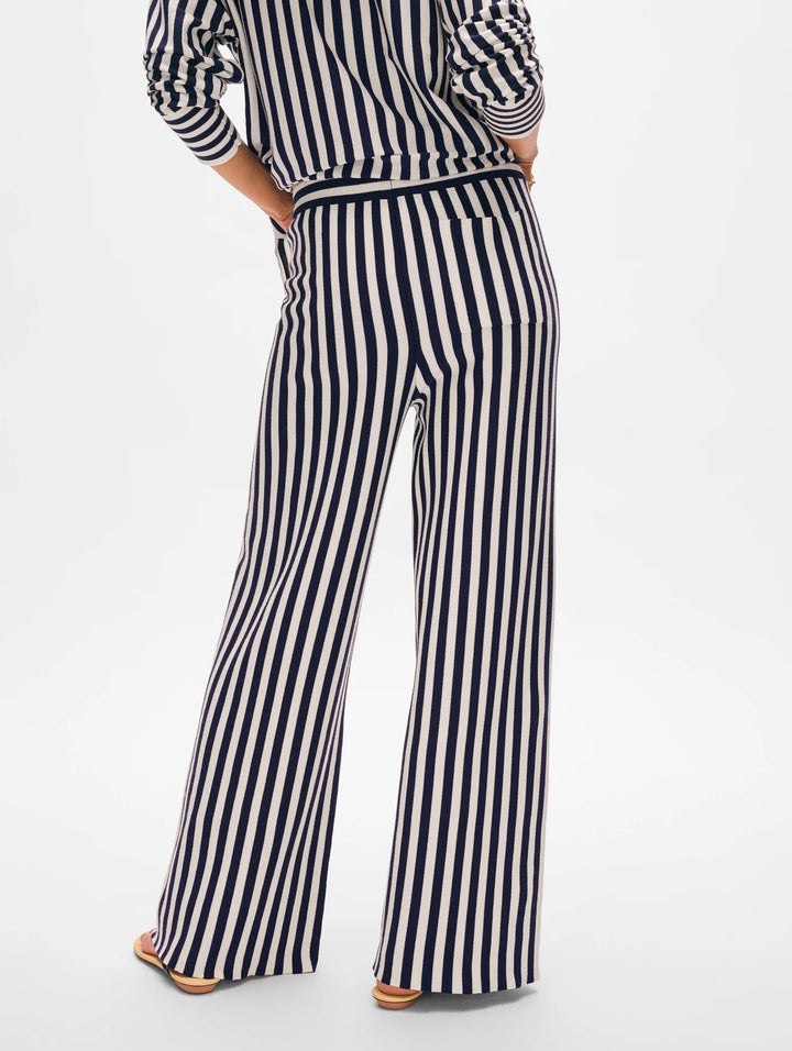 Superfine Organic Cotton Striped Wide Leg Pant | Navy