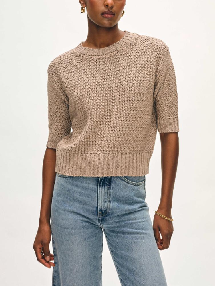 Mercerized Cotton Textured Tee | Warm Stone