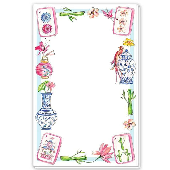 Hand-painted Mahjong Icons Border Notepad