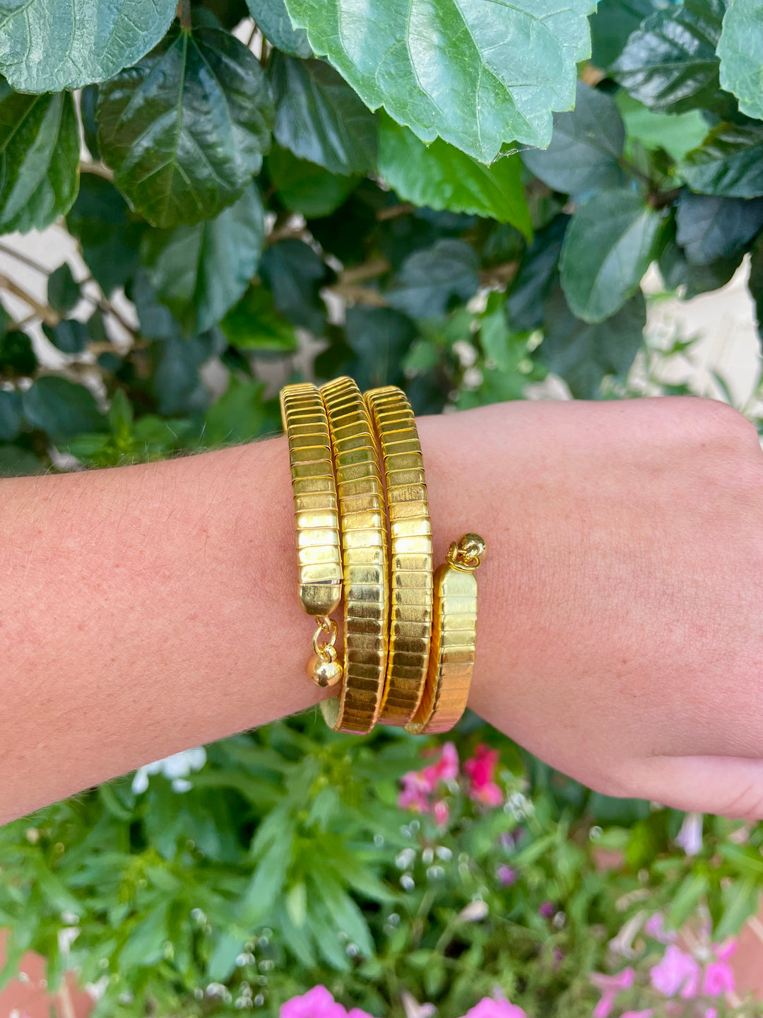 3 Row Omega Square Wrap Bracelet | Gold