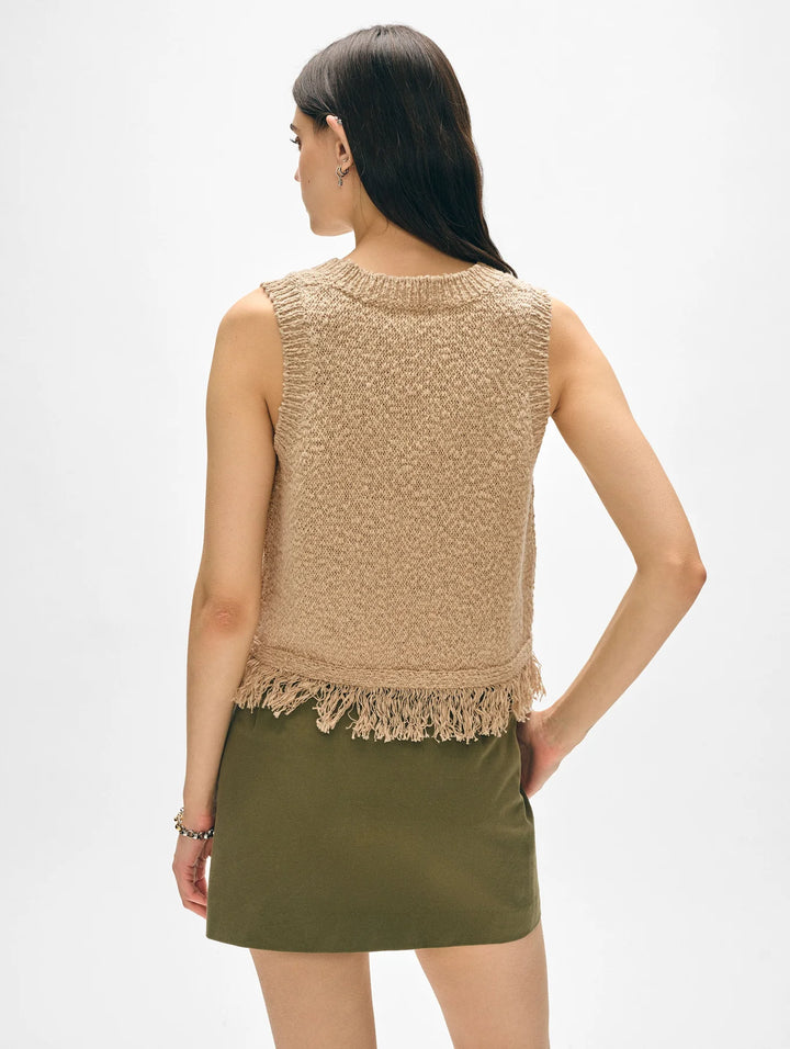 Cotton Slub Fringe Tank | Sable