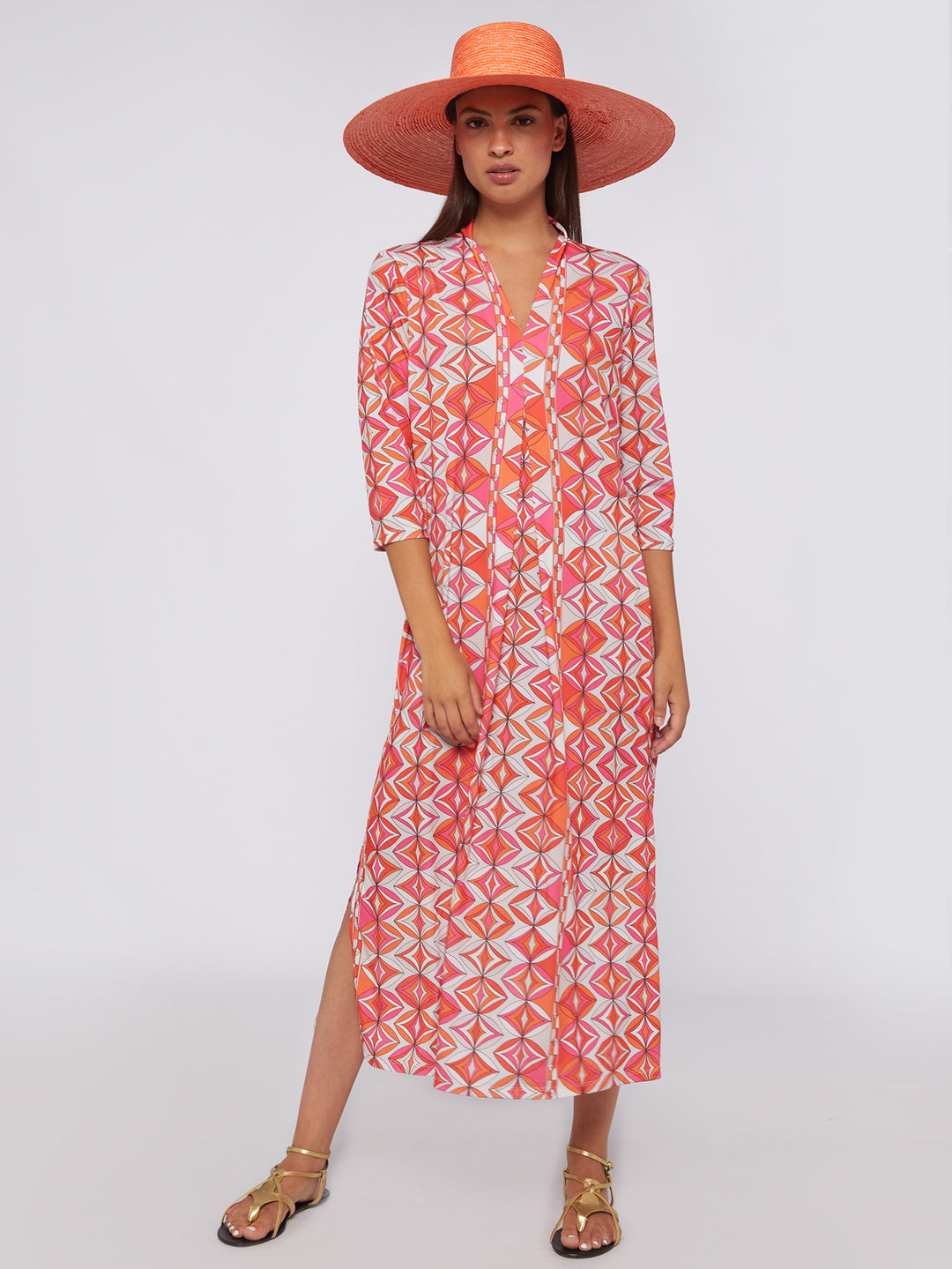 Vilagallo Noam Dress | Pink Geometric Knit