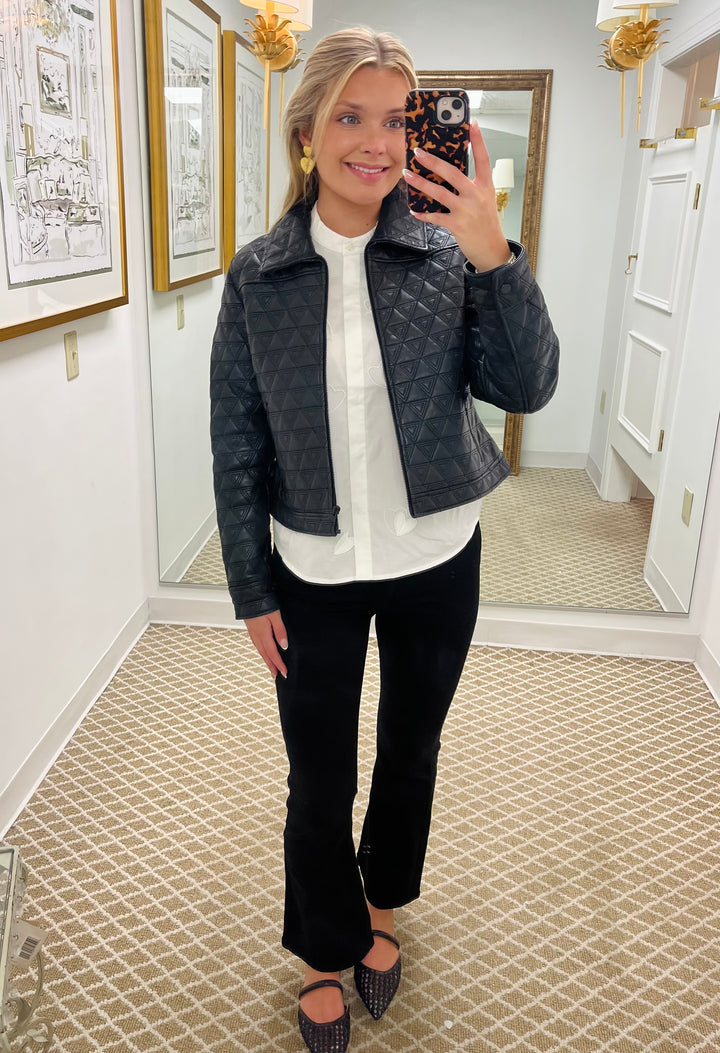 Quilted Zip Front Jacket | Black