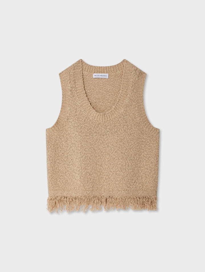Cotton Slub Fringe Tank | Sable