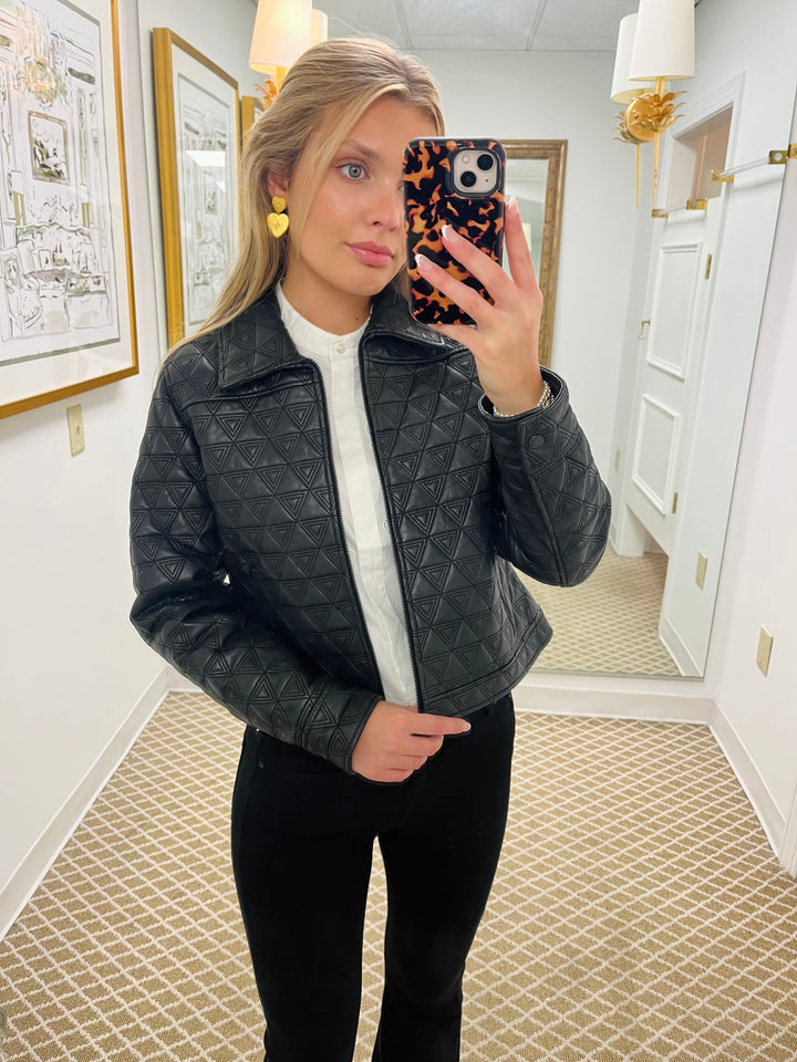 Quilted Zip Front Jacket | Black