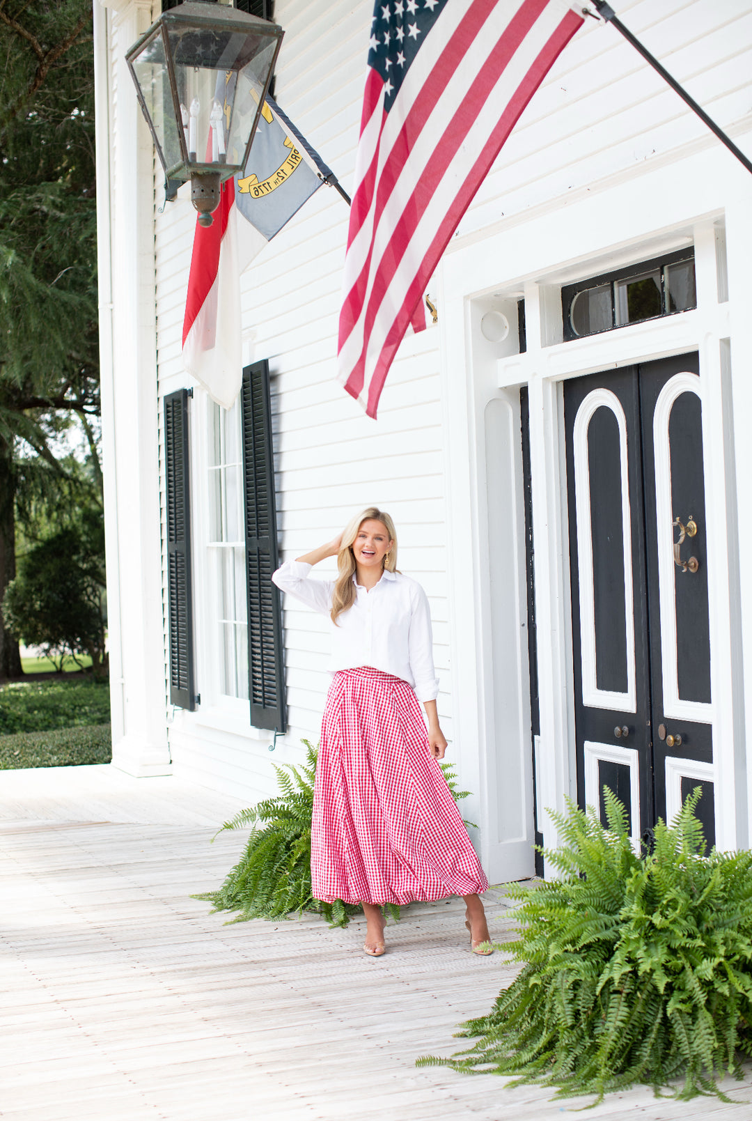 The Julia Bubble Skirt Long | Red Gingham