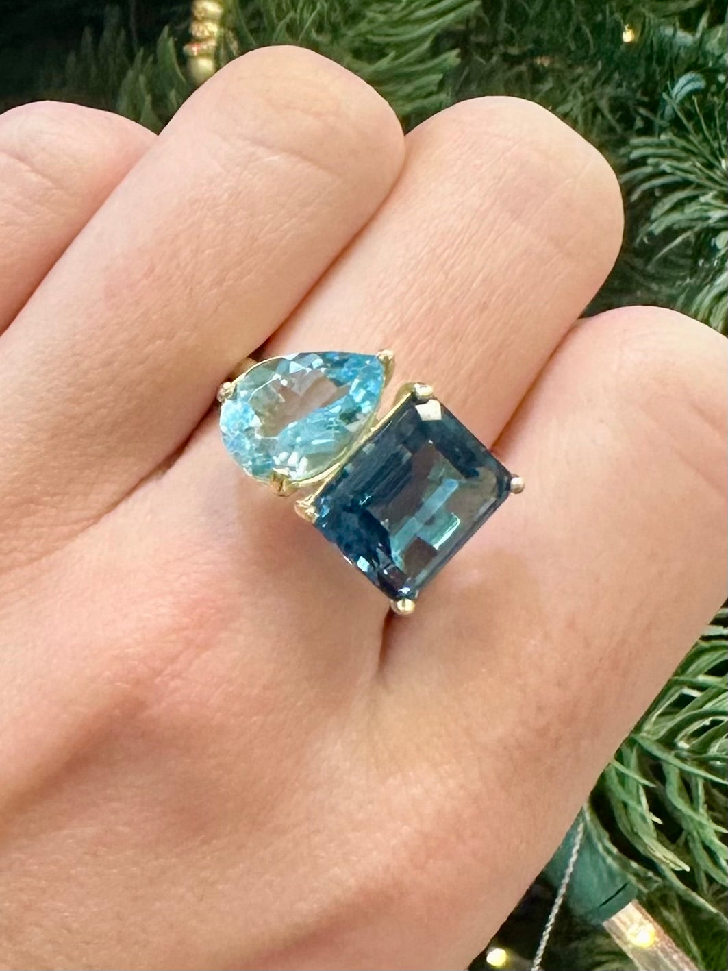 14kt Two Stone Ring | London Blue & Sky Blue Topaz