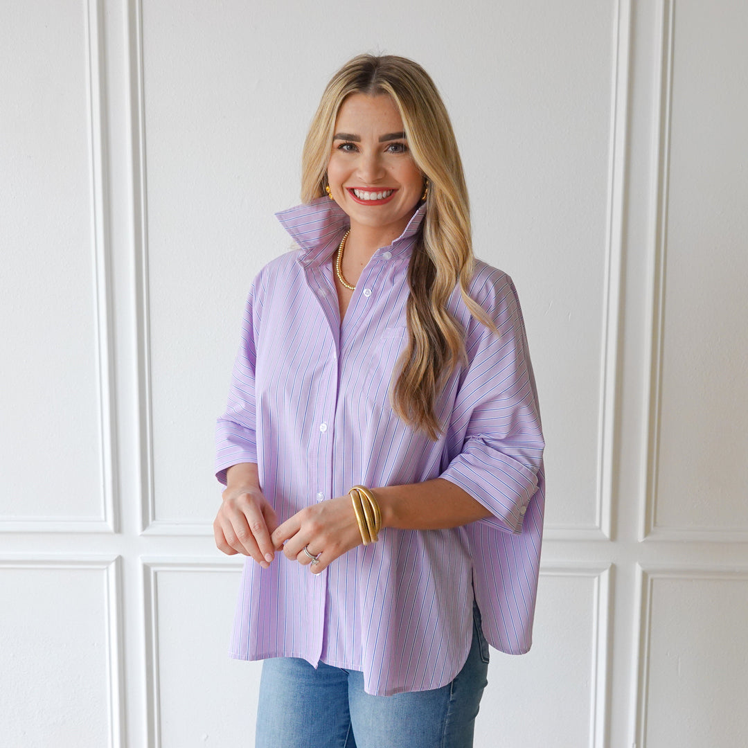 Abby Swing Top | Lavender & Navy