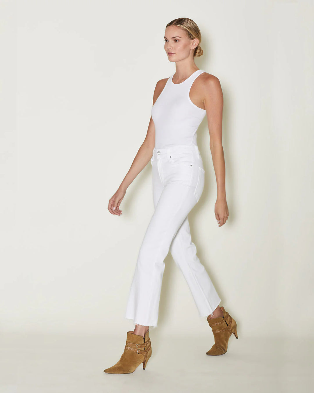 Le Jean Bella Crop Flare Jeans | White