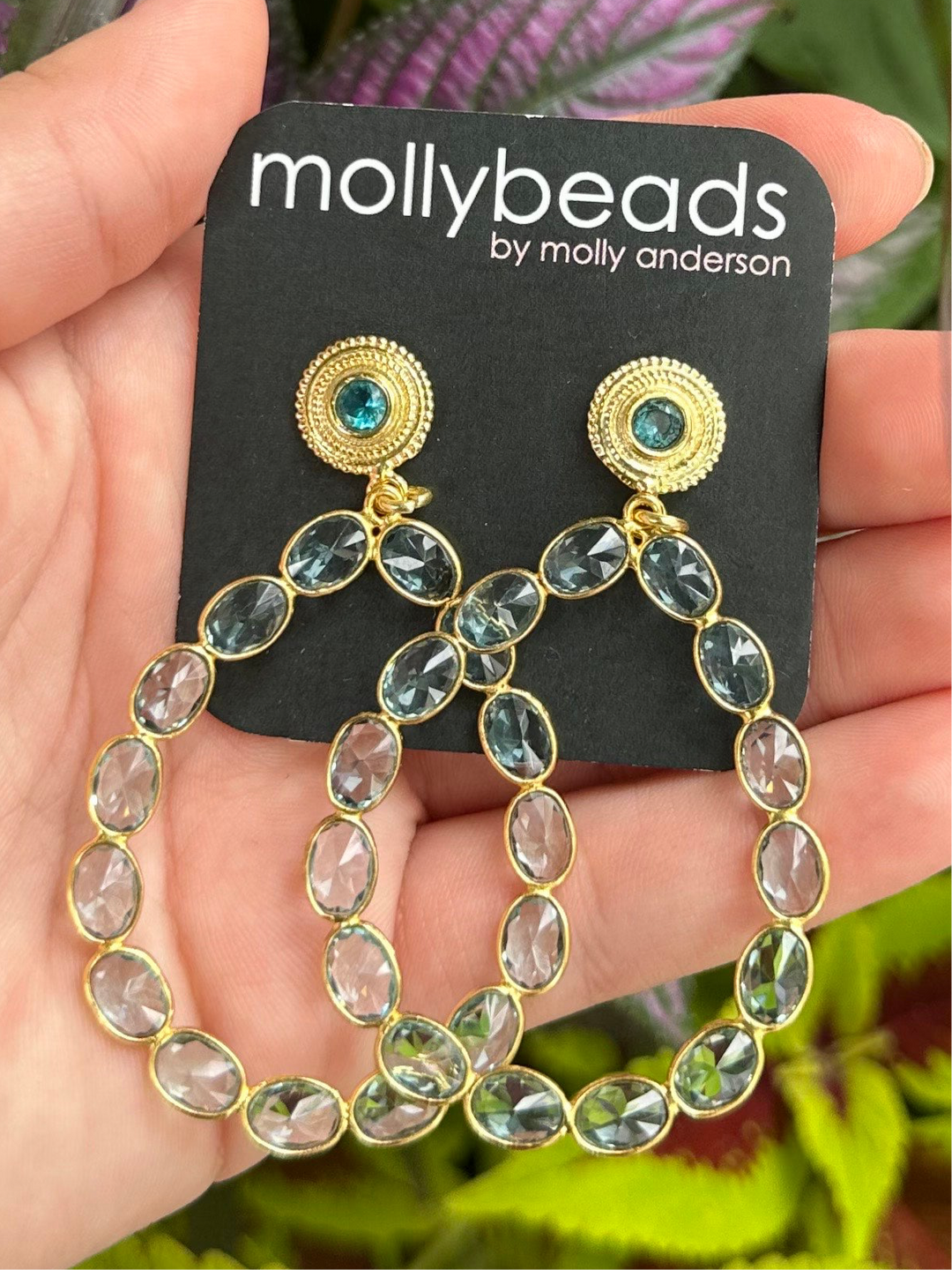 Aqua Stone Teardrop Earrings