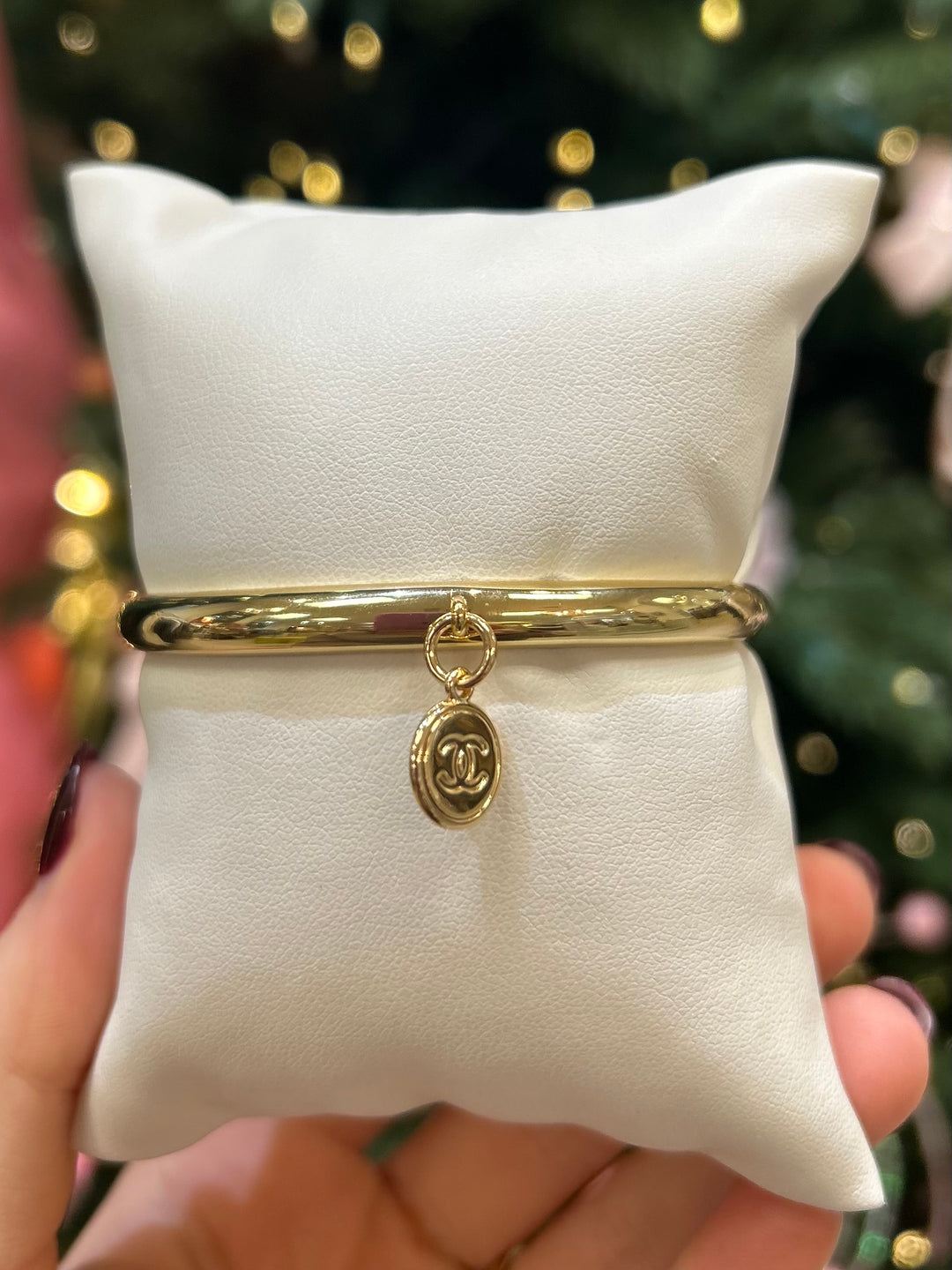 CC Gold Bangle with Single Vintage Charm