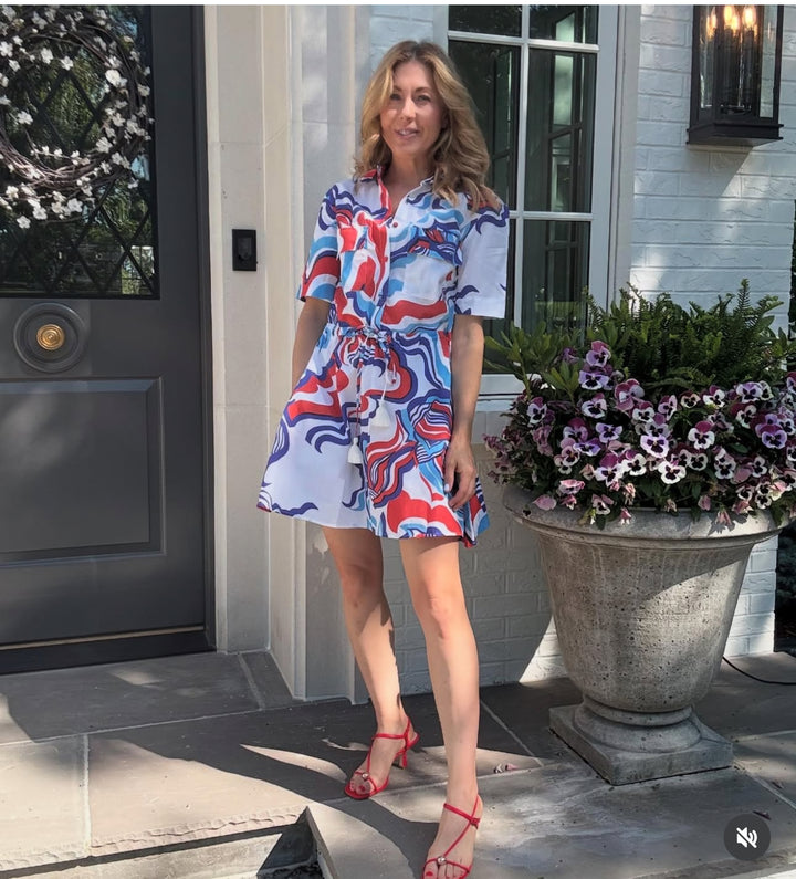 Kelli Short Dress | Abstract Fish