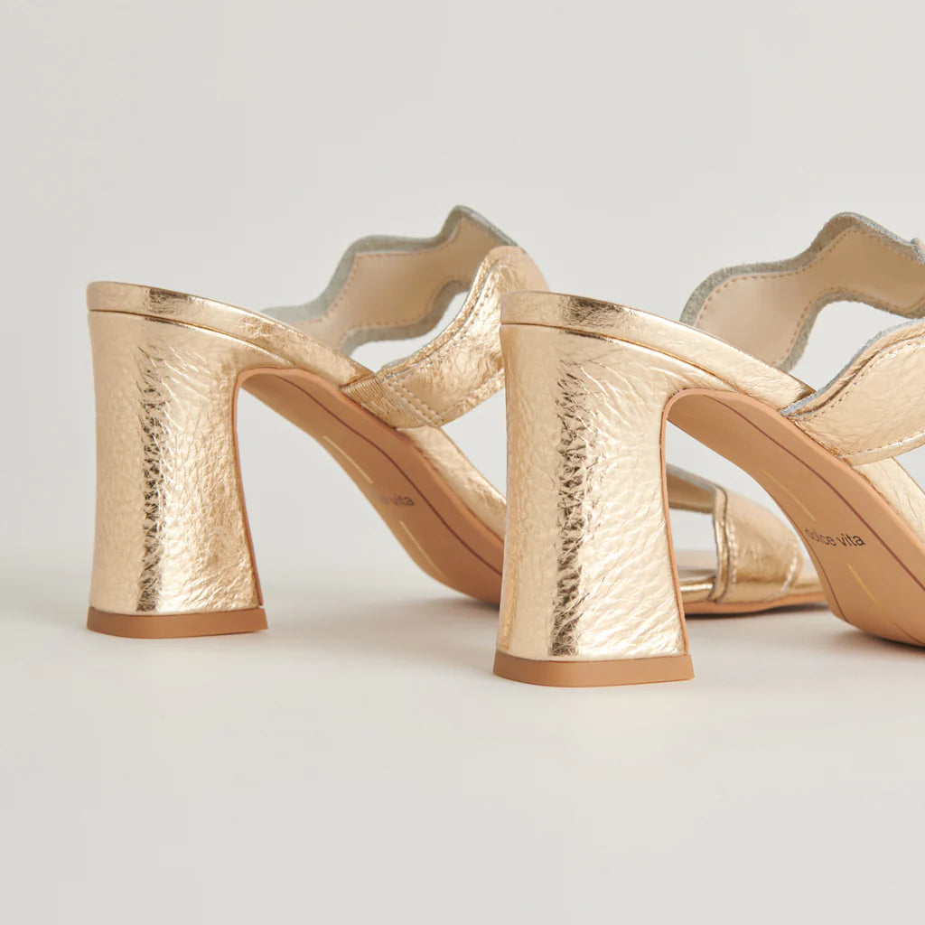 Dolce Vita Ilva Heels | Gold Distressed Leather