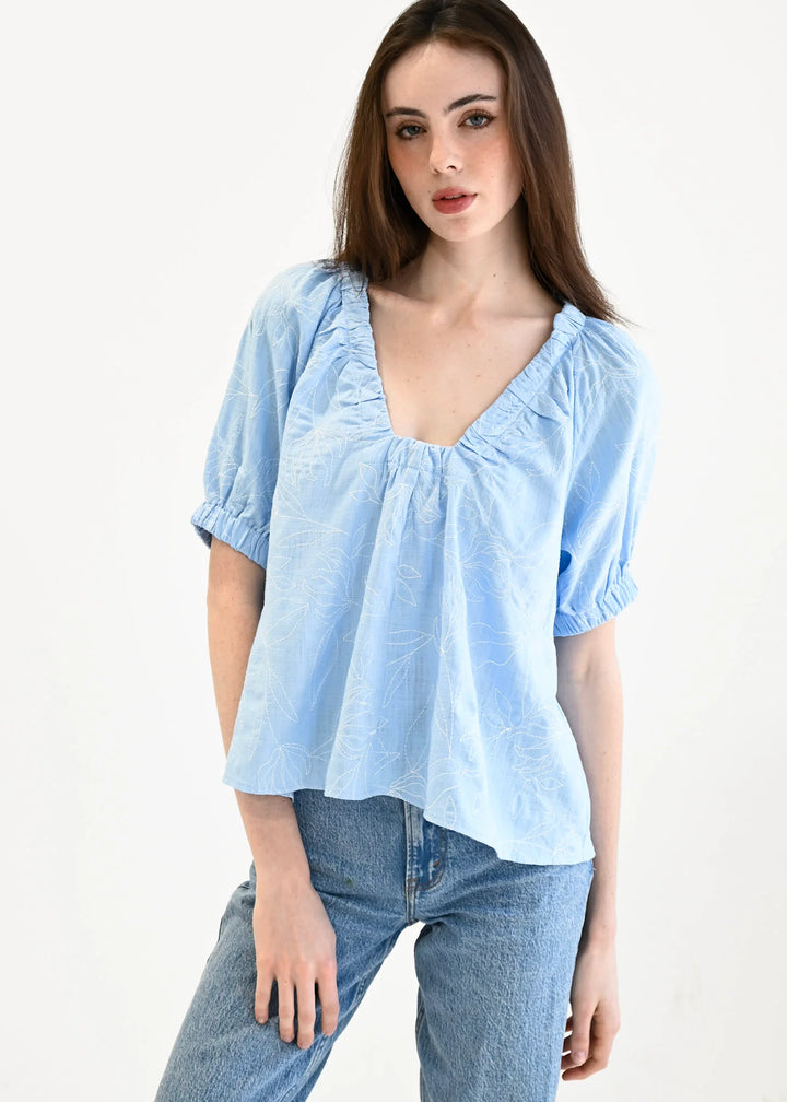 Marakesh Top |  Blue Embroidery