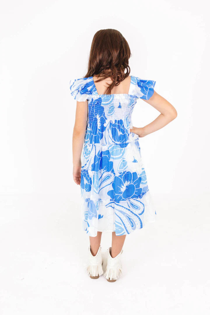 Delayney Baby Dress | Blue & White