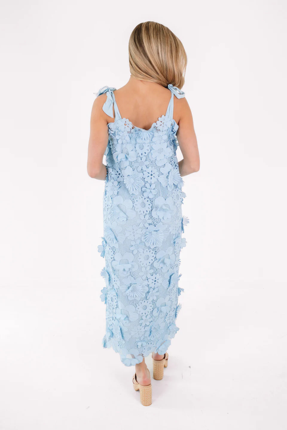 Dylan Midi Dress | Light Blue Lace