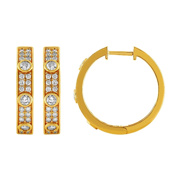 Diamond Bezel Hoop Earrings