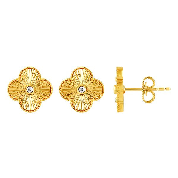 E6113Y 14kt 0.3ct Diamond Clover Studs