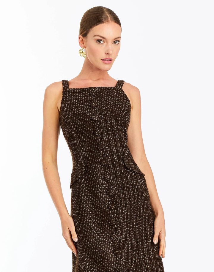 Espresso Midi Dress | Chestnut Gold