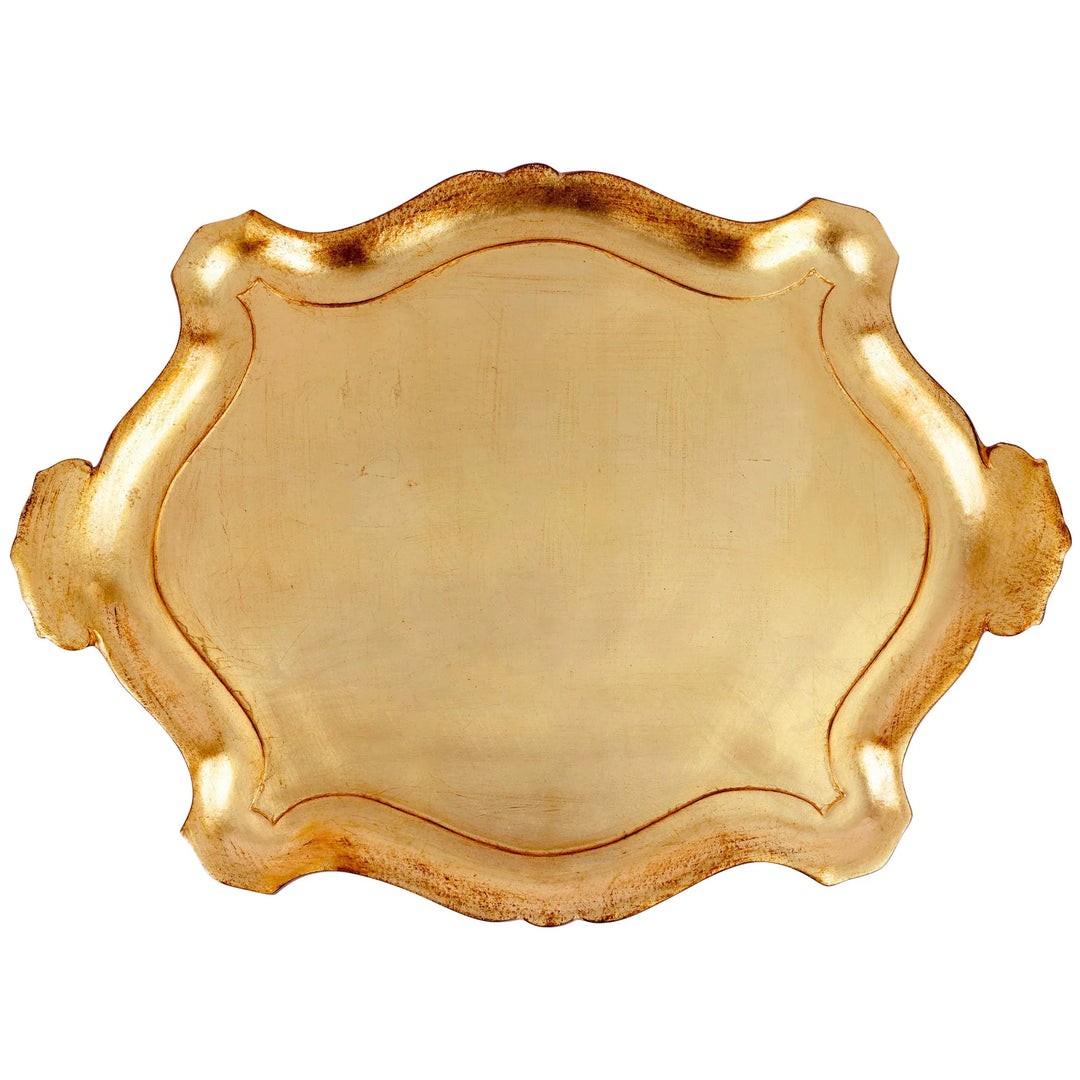 Florentine Wooden Extra Long Oblong Tray | Gold