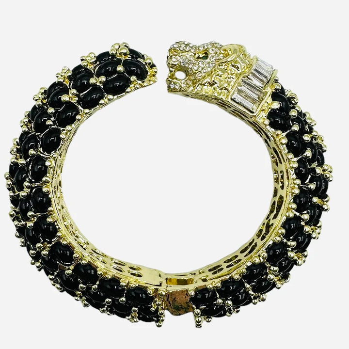 Leopard Hinged Bracelet | Black