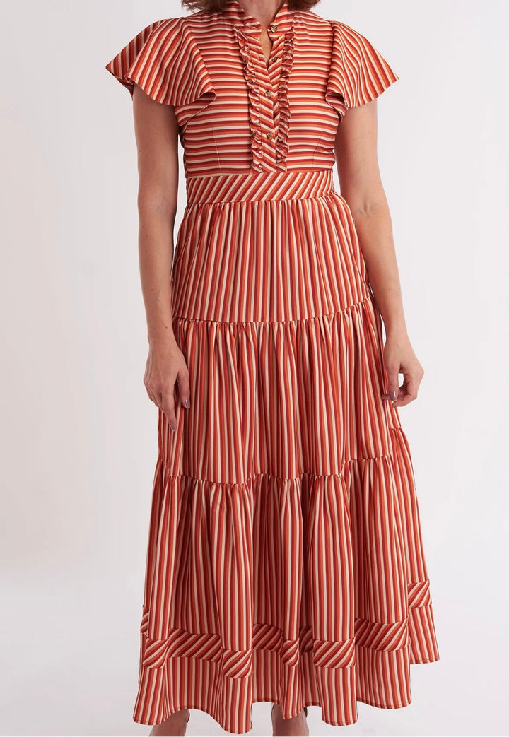 Doon Dress | Terracotta Sripe