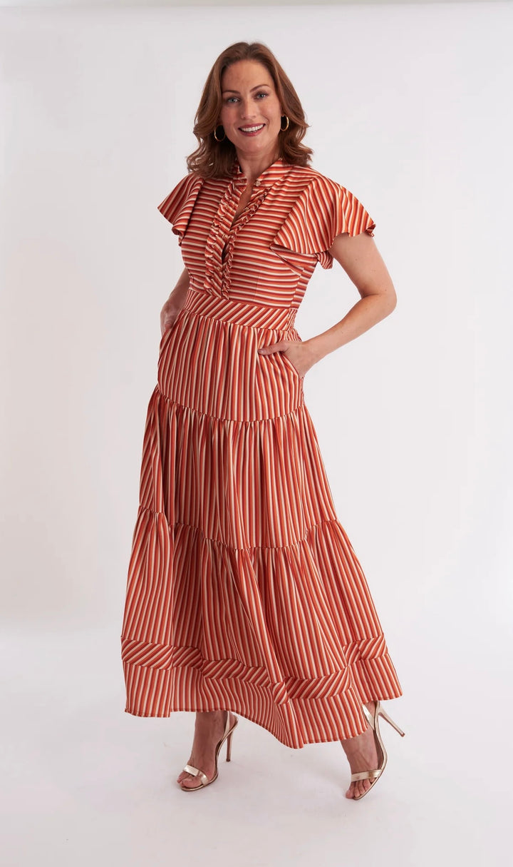 Doon Dress | Terracotta Sripe