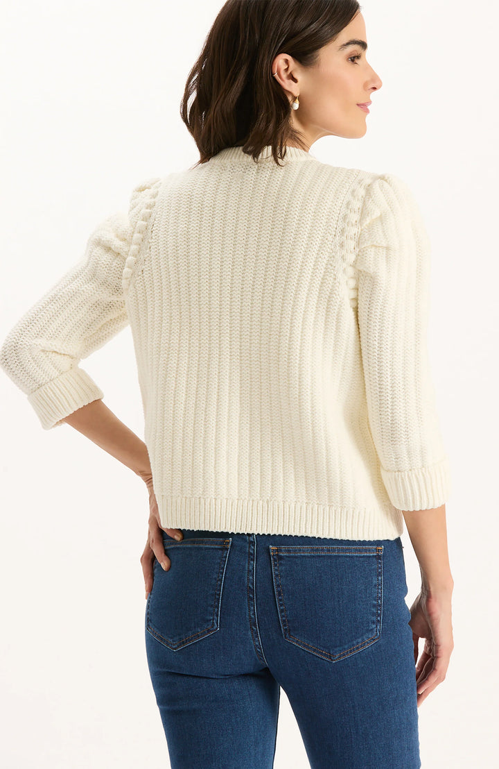 Liza Cotton Blend Knit Jacket | Ivory