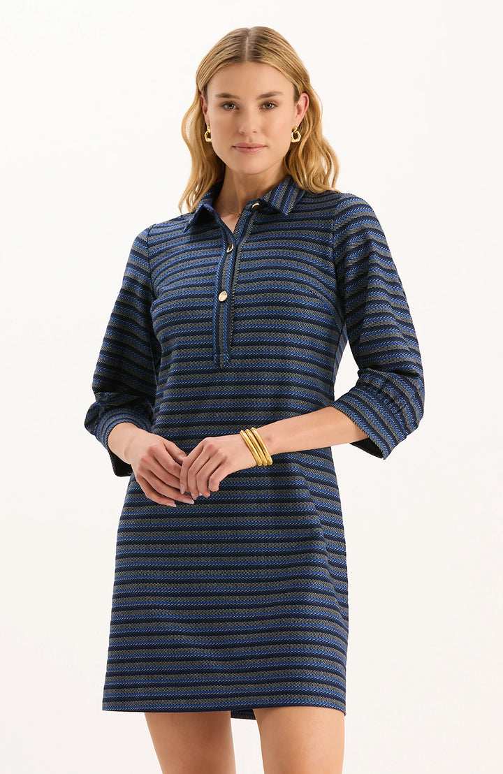 Kat Knit Dress | Navy Royal White