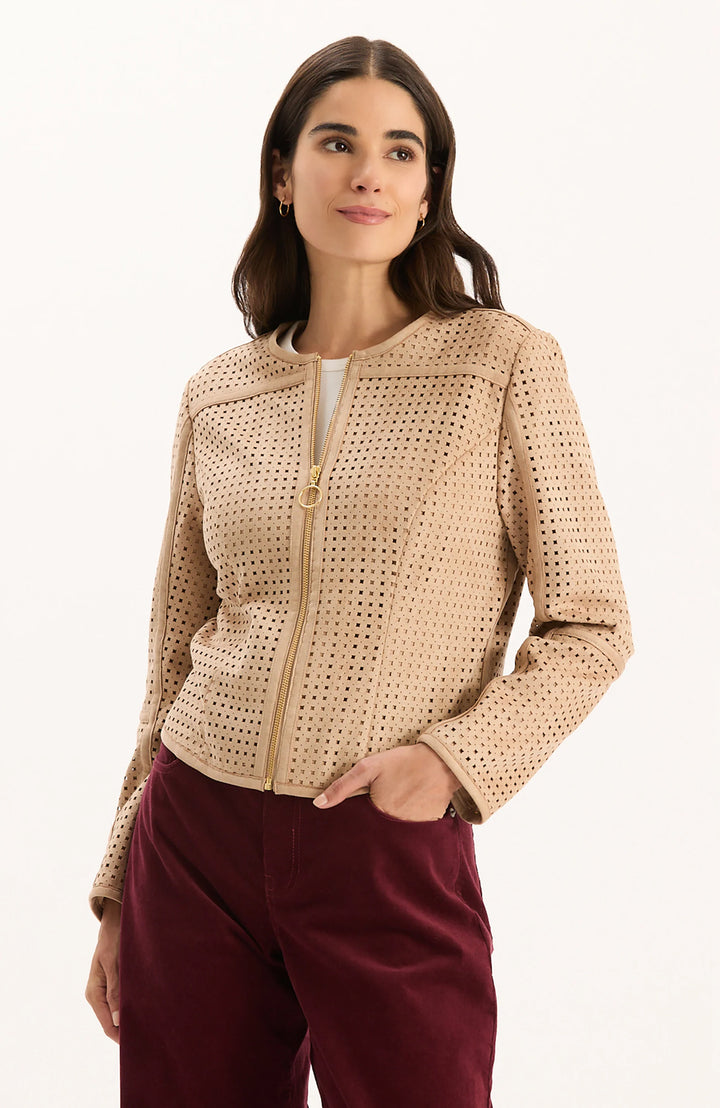 Piper Punched Suede Jacket | Golden Wheat