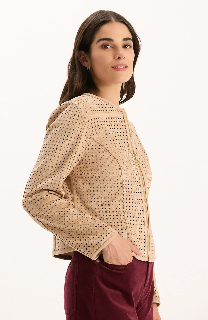 Piper Punched Suede Jacket | Golden Wheat
