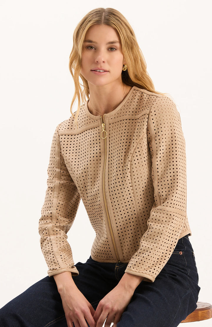 Piper Punched Suede Jacket | Golden Wheat