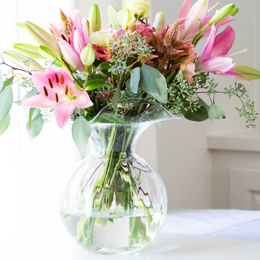 Vietri Large Clear Fluted Vase