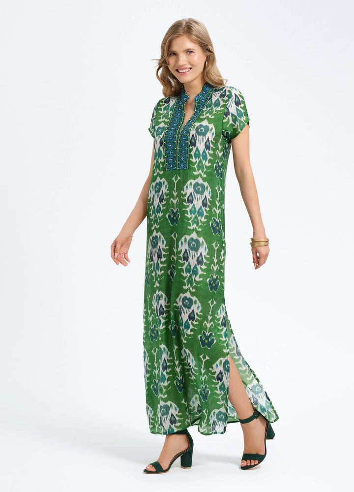 Lana Caftan | Ikat Green