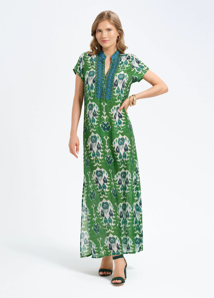 Lana Caftan | Ikat Green