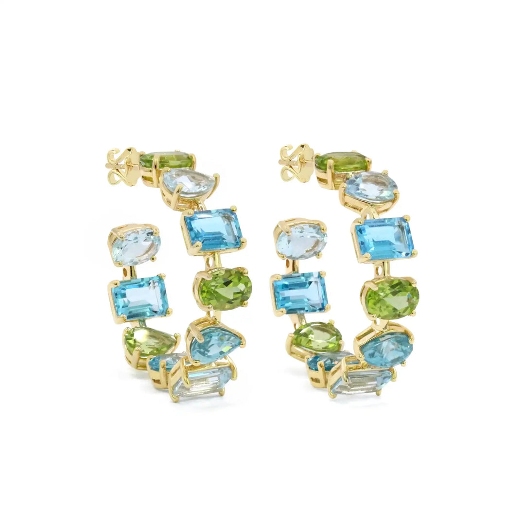 Allie Beads Blue + Green Jeweled Hoops
