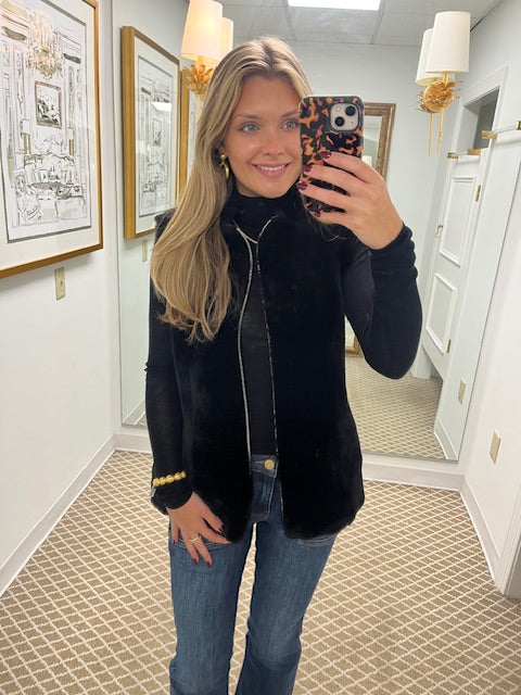 Linda Richards Genuine Shearling Reversible Vest | Black