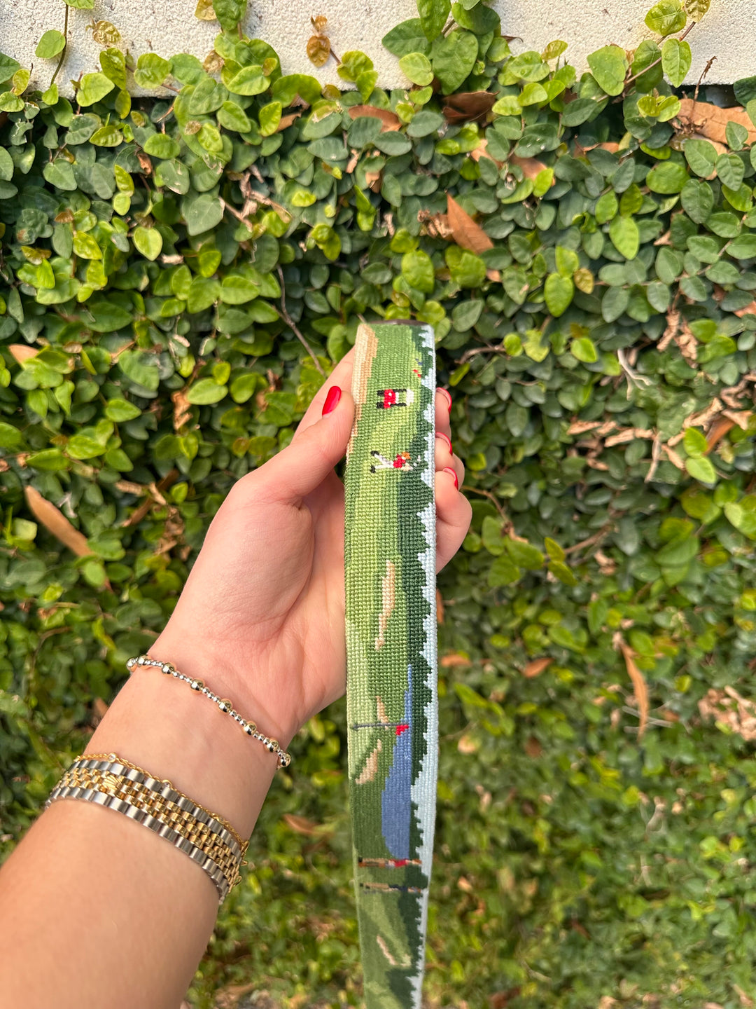 Traditional Needlepoint Golf Course Belt