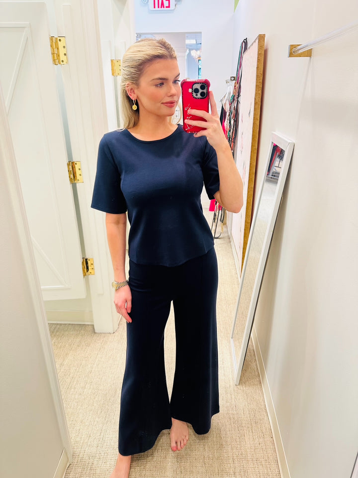 Ponte Knit Wide Leg Pant Cropped | + Colors