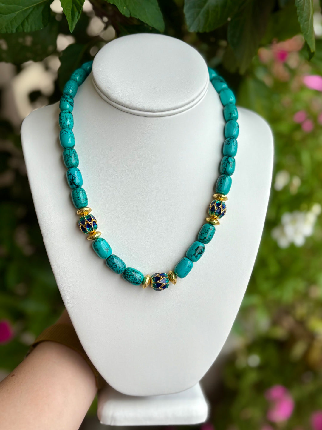 Turquoise + Enamel Bead Necklace