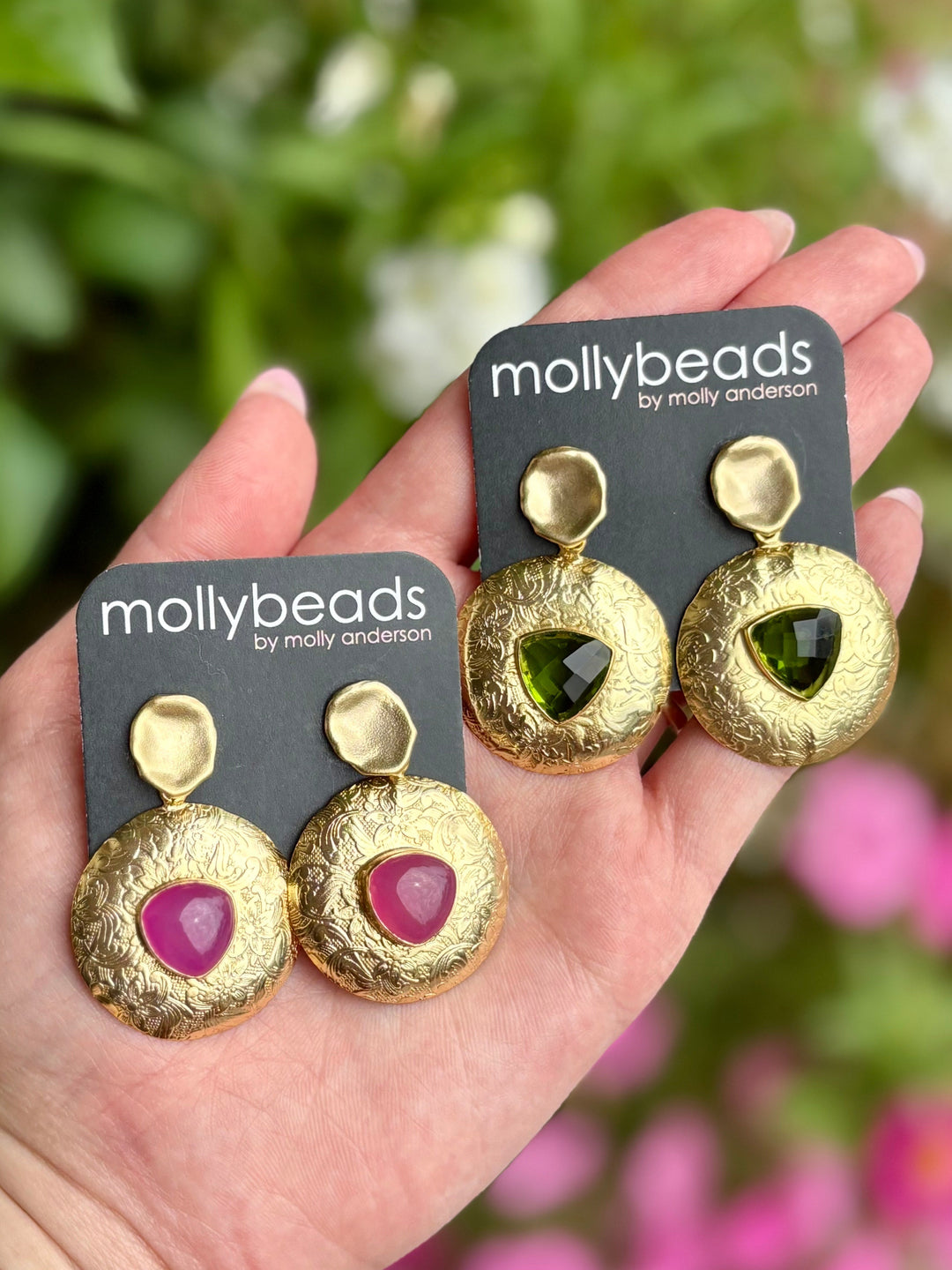 Gold Circle with Stone Earrings | + Colors