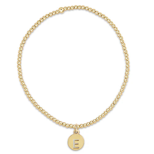 classic gold 2mm bead bracelet with respect small Initial disc