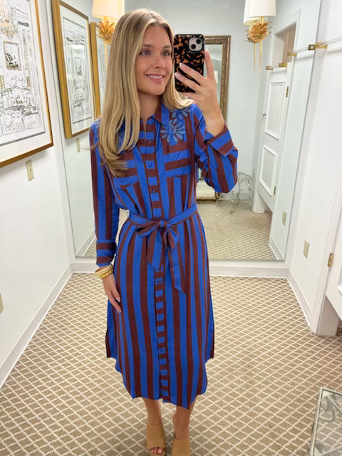 Waverly Dress | Cinnamon Stripe Embroidery