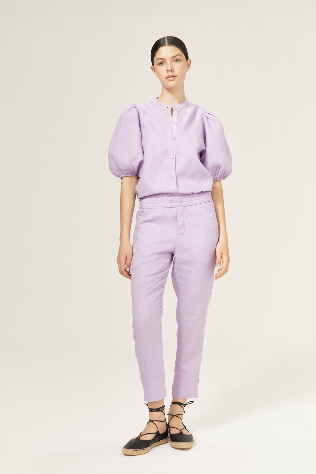 Lanhtropy Bubble Linen Shirt | Bright Lilac