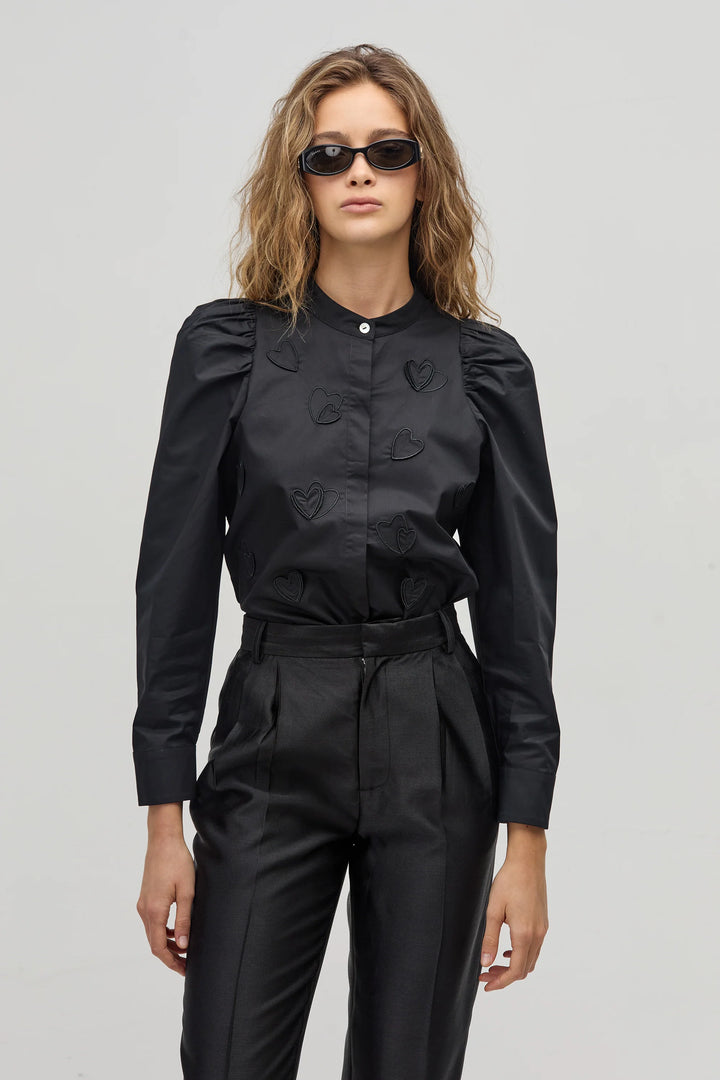 Cuore Poplin Shirt | Black
