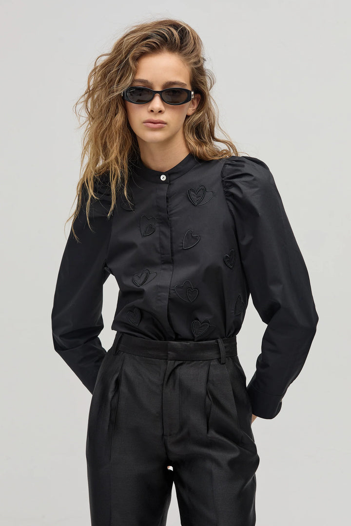 Cuore Poplin Shirt | Black