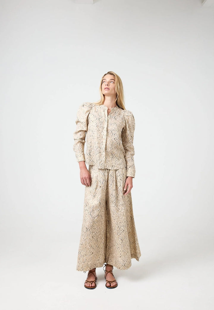 Lilium Metallic Linen Shirt | Snake